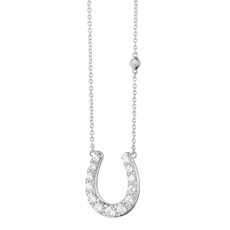 Vivid stone necklaces-The Horseshoe Necklace with White Sapphires