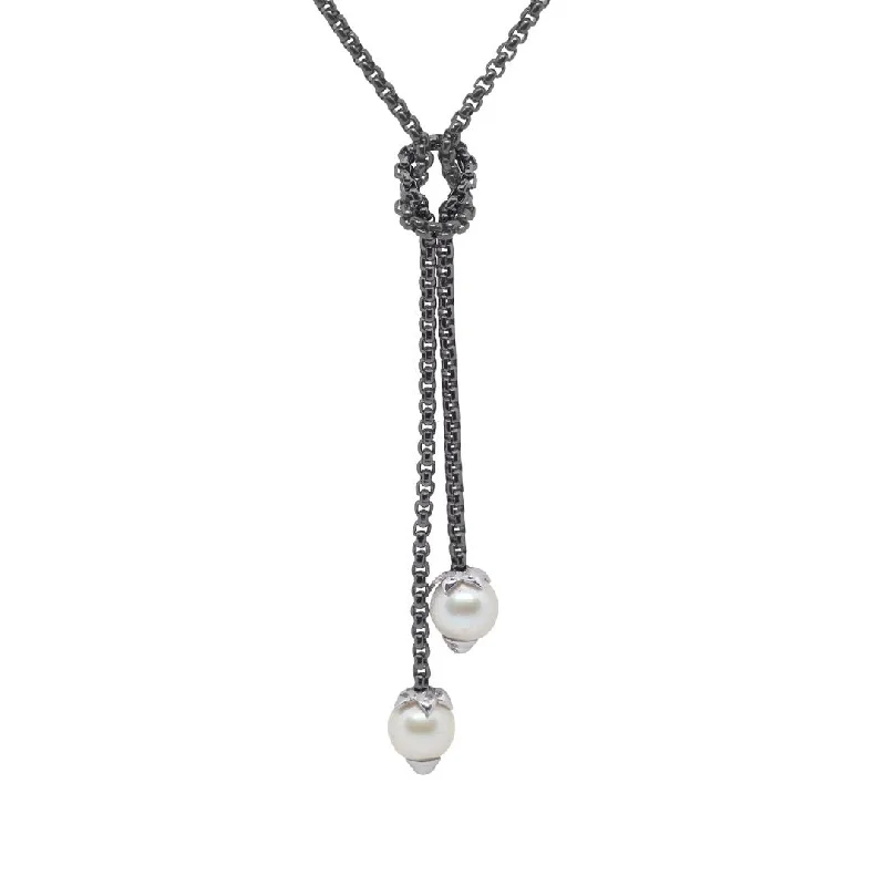 Oval gem necklaces-Pearl Lariat Necklace