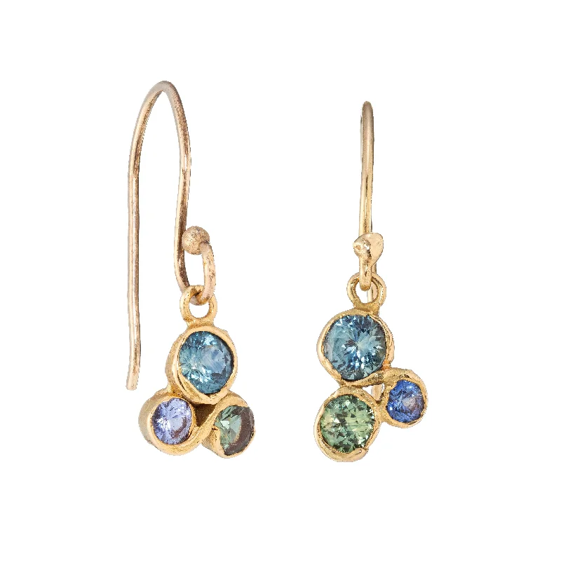 Patina brass earrings-Coastal Cluster Drops