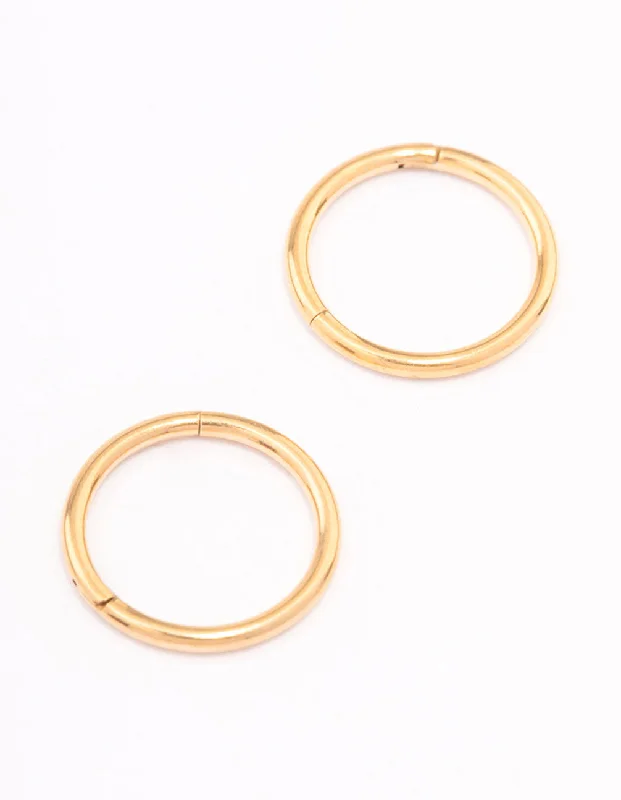 Petal hoop earrings-Gold Plated Plain Clicker Earrings 7mm