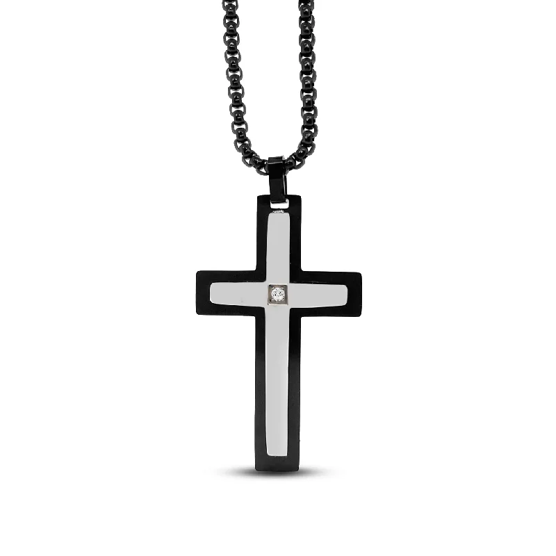 Neat-line necklaces-Ebon Cross Necklace