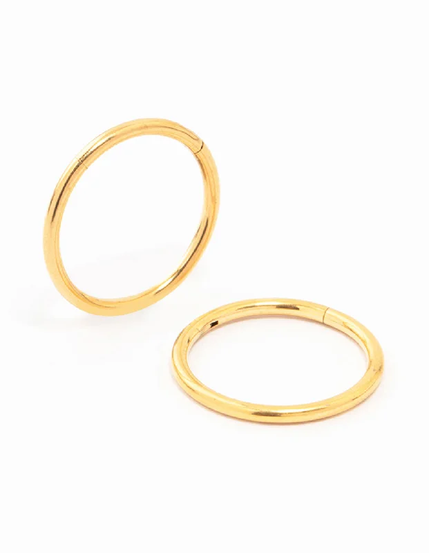 Bold cuff earrings-Gold Plated Titanium Sleeper Earrings 12 MM