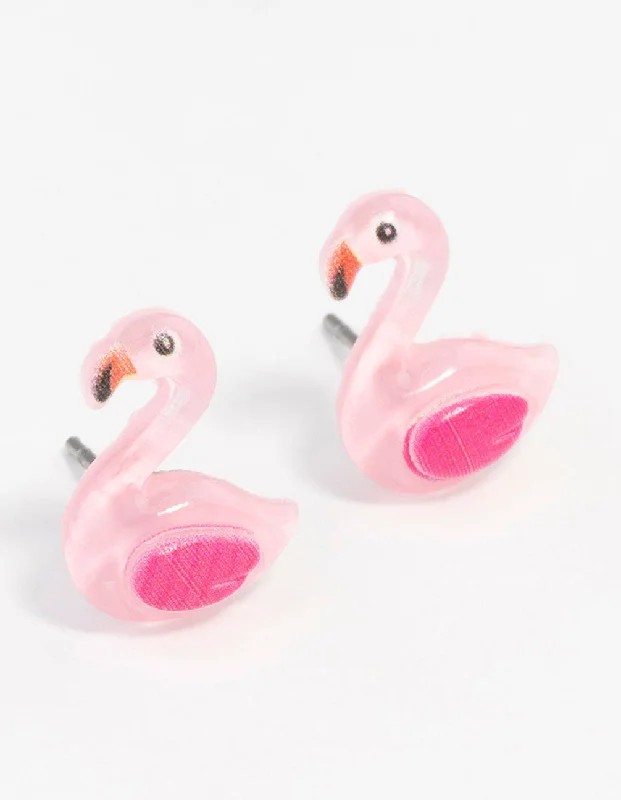 Flat knot earrings-Flamingo Stud Earrings