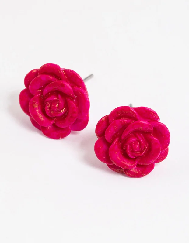 Victorian style earrings-Watercolour Rose Stud Earrings