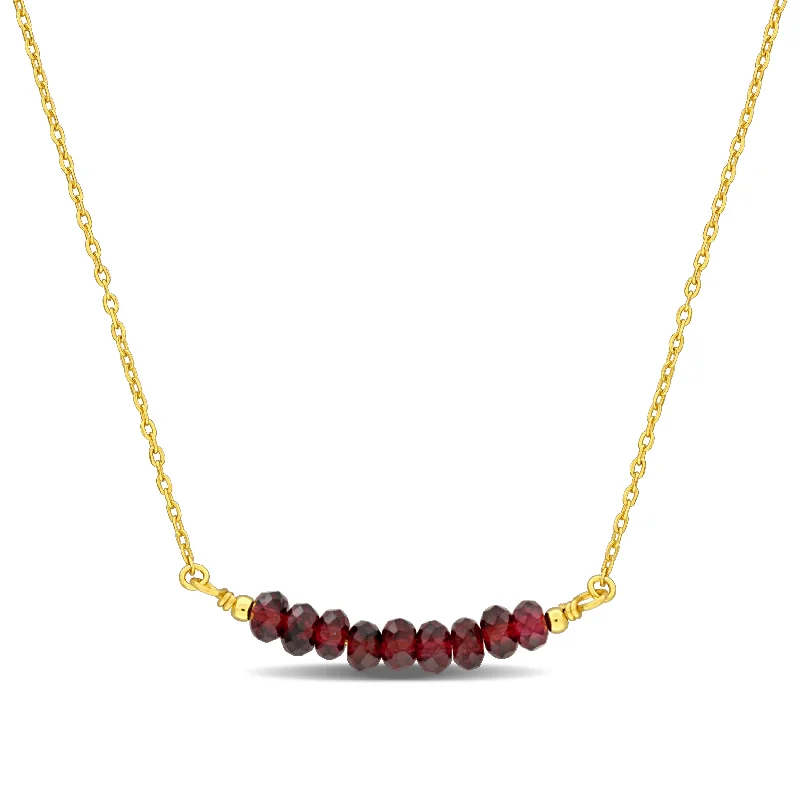 Amethyst pendant necklaces-Miadora 0.9ct TGW 4mm Garnet Bead Necklace with Rolo Chain in Yellow Sterling Silver