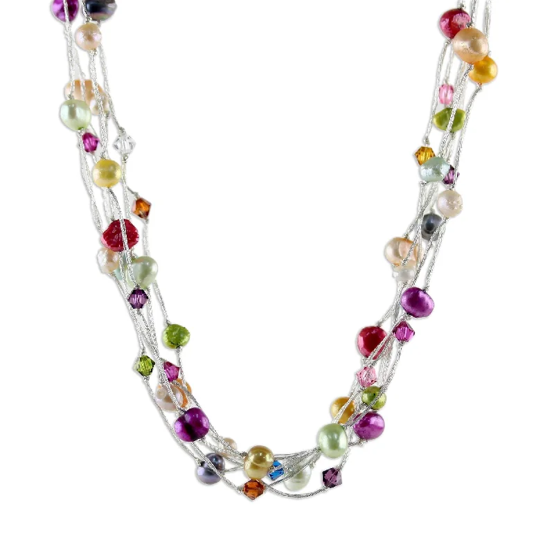 Crystal-twisted necklaces-Novica Handmade Party Balloons Pearl Torsade Necklace