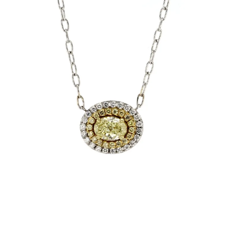 Polished bead necklaces-Yellow & White Diamond Pendant Necklace