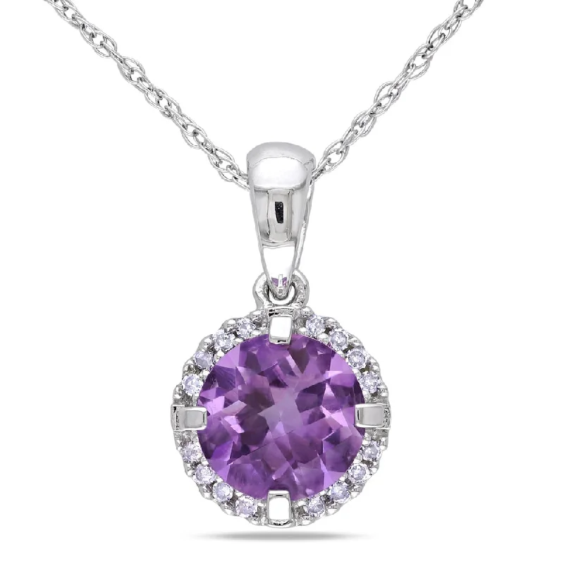 Vintage locket necklaces-Miadora 10k White Gold Amethyst and Diamond Necklace