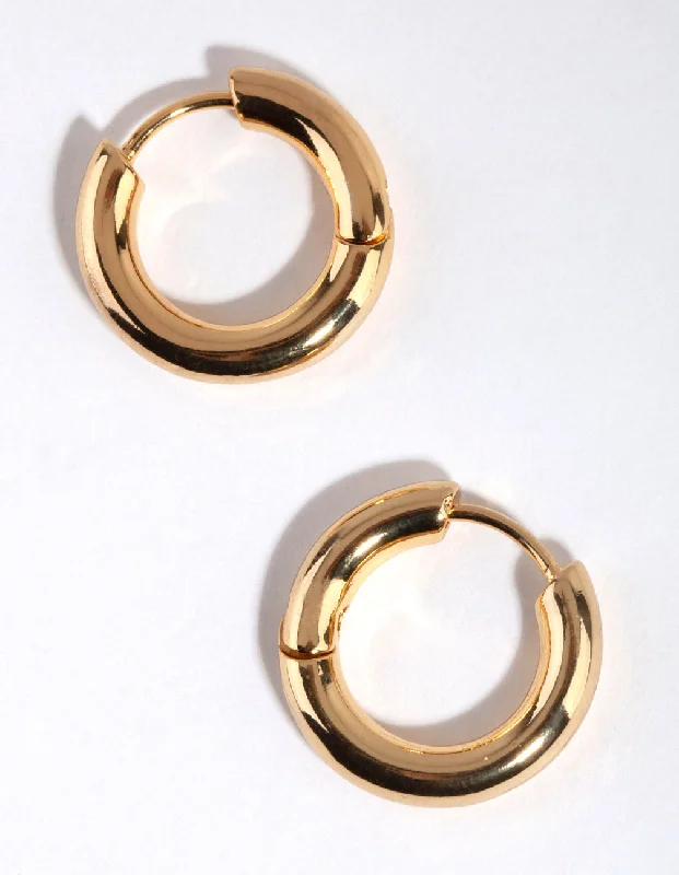 Light drop earrings-Gold Plated Everyday Chunky Huggie Earrings