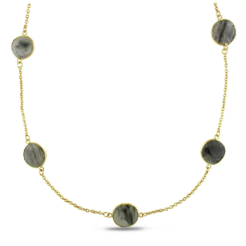 Topaz necklaces-Miadora 22K Yellow Goldplated Silver Rutilated Quartz Yard Necklace