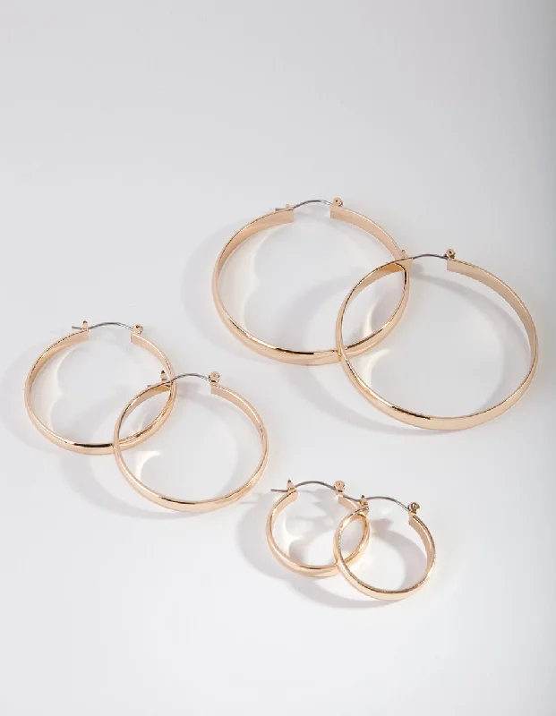 Fine star earrings-Gold Size Hoop Earring Pack