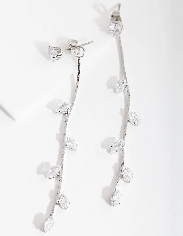 Light drop earrings-Cubic Zirconia Floral String Earrings