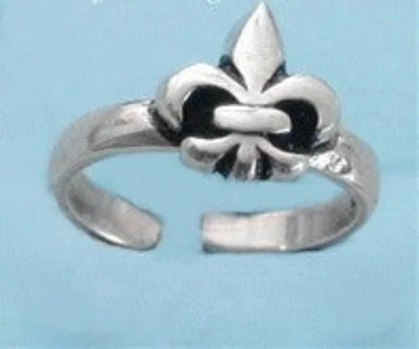 Java tile engagement rings-Fleur De Lis Sterling Silver Toe Ring