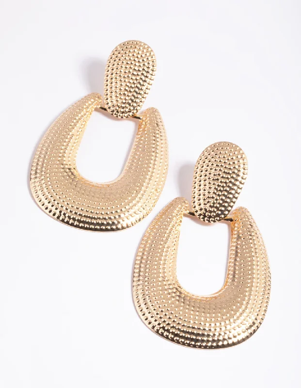 Pink gold earrings-Gold Dot Textured & Drop Earrings