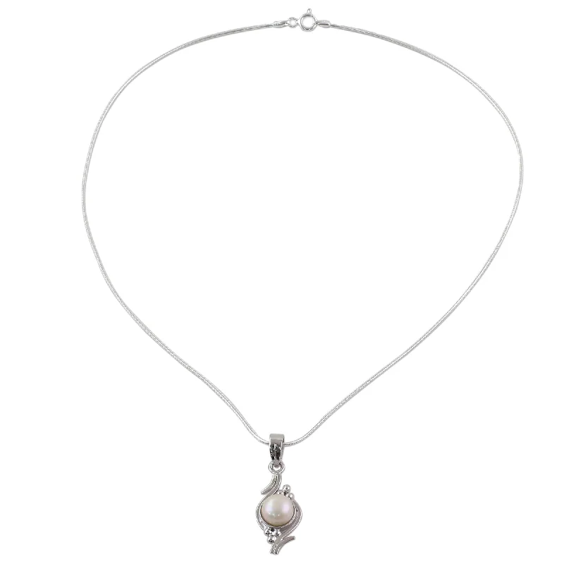 Drape-style necklaces-Novica Handmade Lightning Cloud Pearl Pendant Necklace