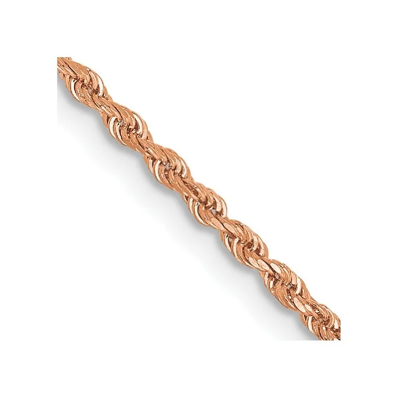 Glossy link bangles-Curata 14k Rose Gold 10" 1.5mm Diamond-Cut Rope Chain Ankle Bracelet (Lobster-claw)