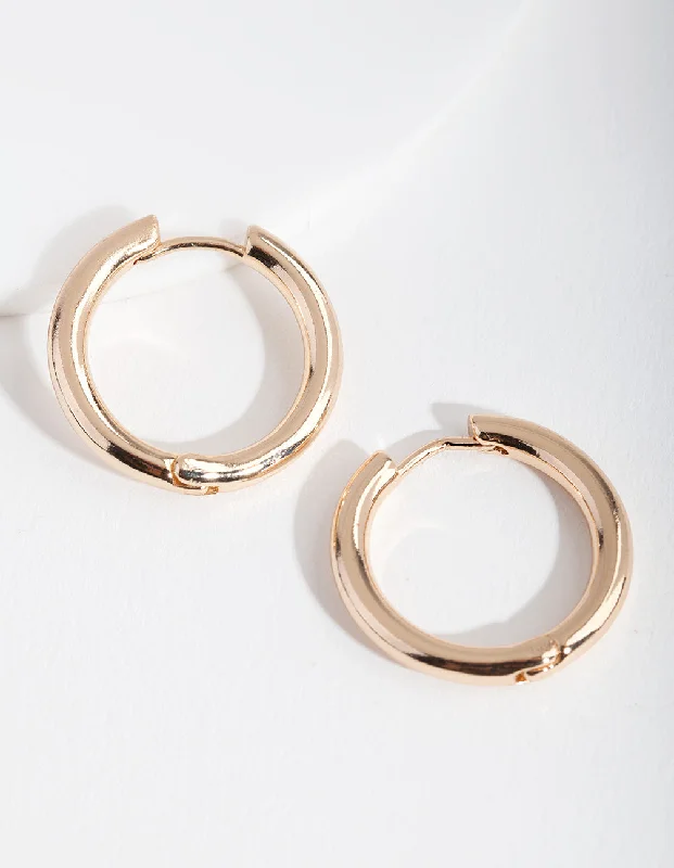 Textured disc earrings-Gold Polished Hoop Earrings