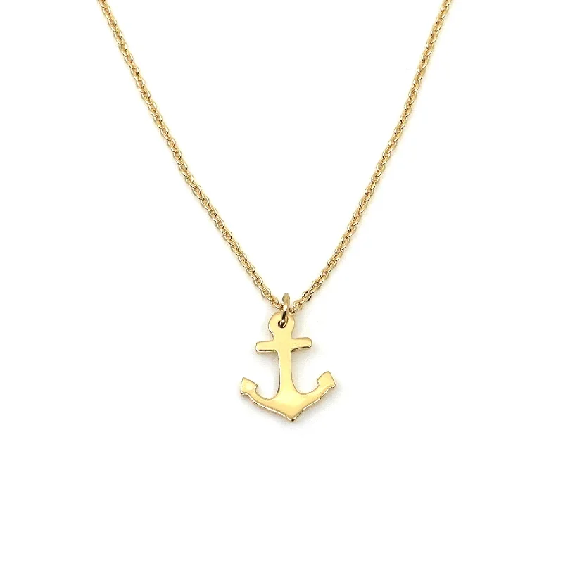 Oval gem necklaces-The High Tides Gold Anchor Necklace