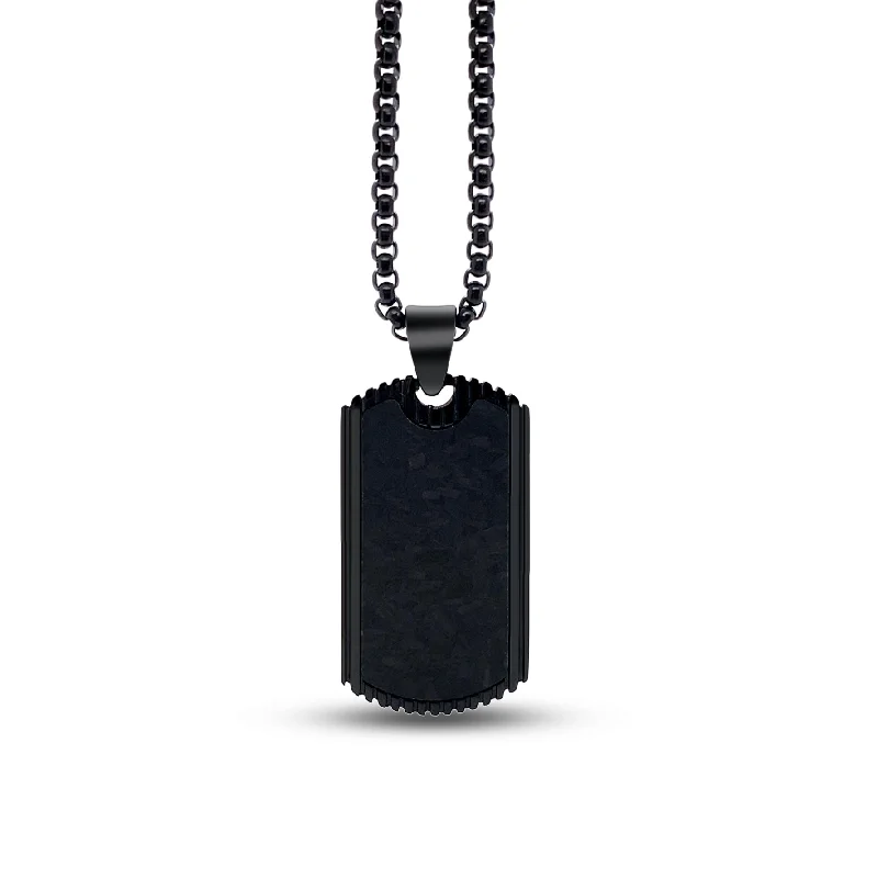 Topaz necklaces-Noctis Textured Tag Necklace