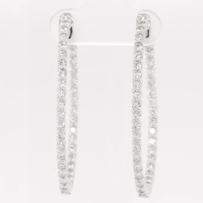 Nomad braid earrings-14k White Gold Diamond In & Out Oval Hoop Earrings 8g 2.40ctw G VS2-SI1