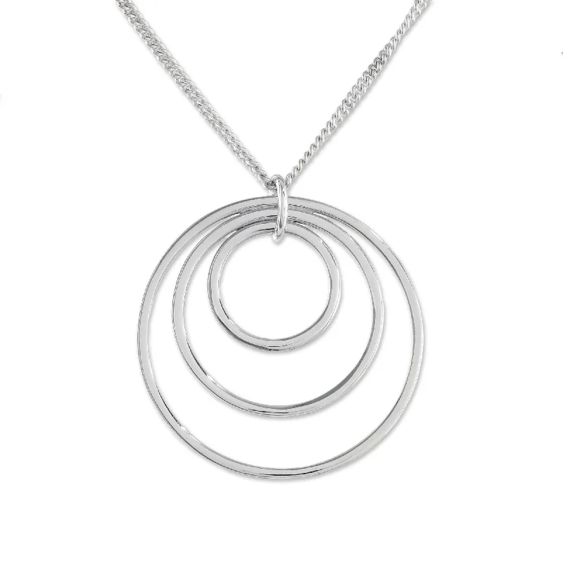 Raised disc necklaces-Novica Handmade Inner Circle Sterling Silver Pendant Necklace