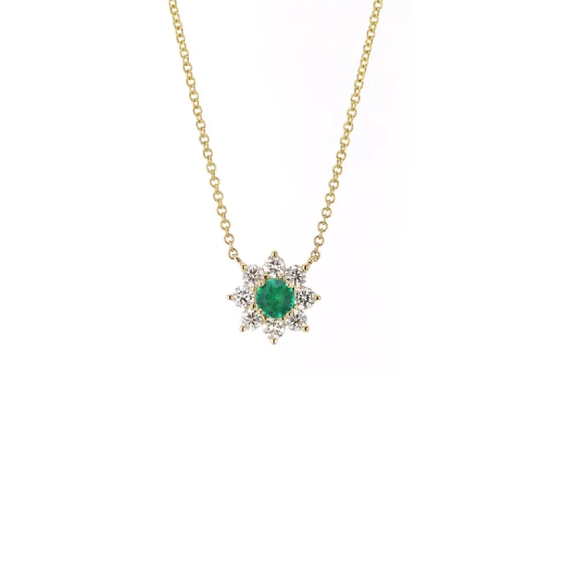 Ruby stone necklaces-18" Emerald & Diamond Stationary Pendant Necklace | M10276710