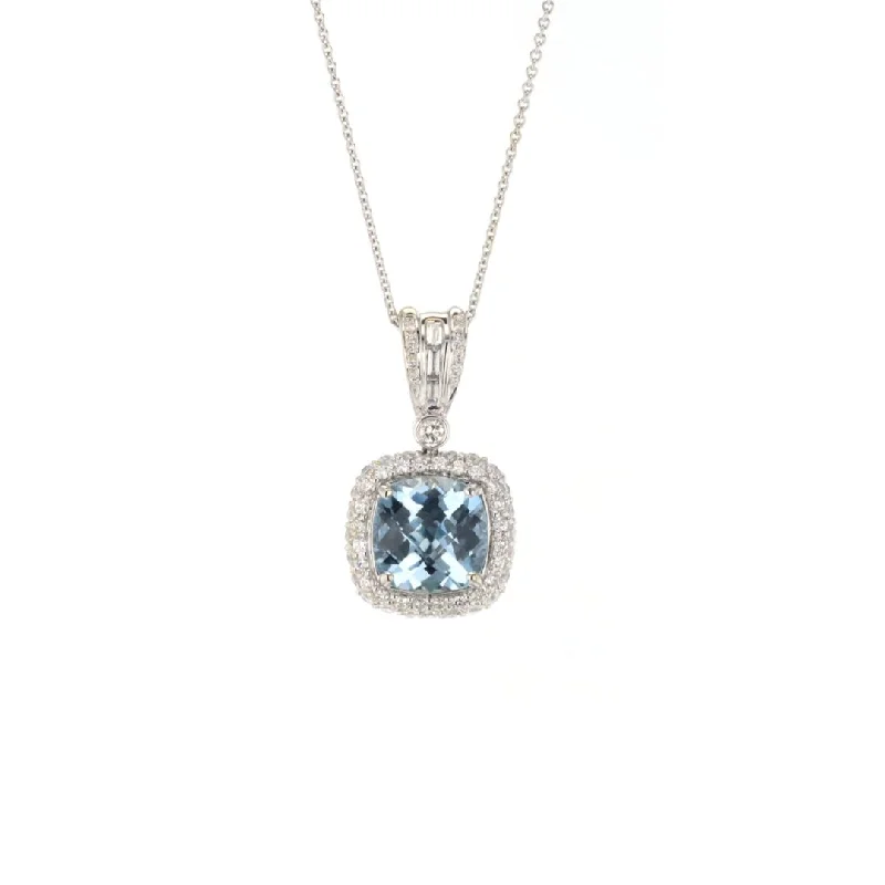 Worn style necklaces-16" Aquamarine & Diamond Pendant Necklace | M10271440