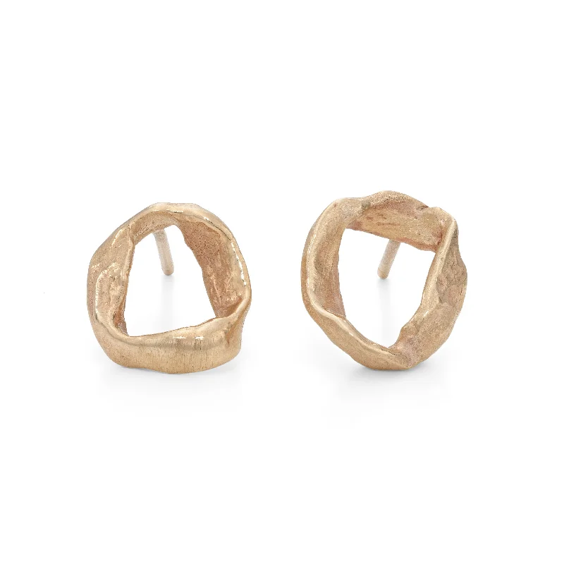 Polished bead earrings-Whorl Studs 9ct Gold