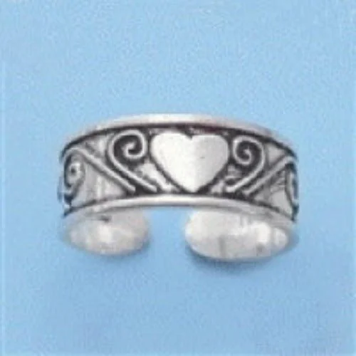 Vintage style engagement rings-Heart Design Sterling Silver Toe Ring