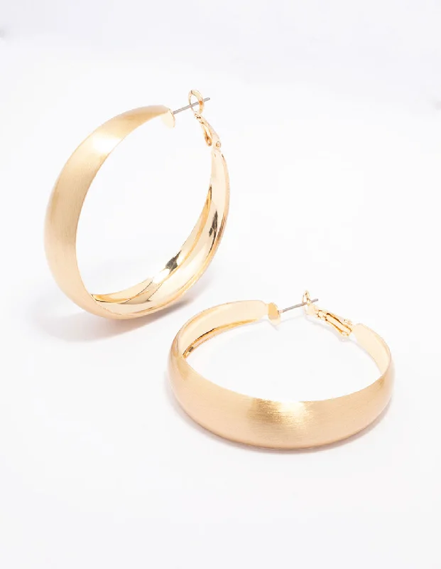 Ruby stone earrings-Gold Large Matte Hoop Earrings