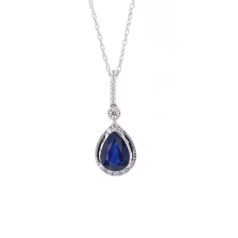 Emerald drop necklaces-Blue Sapphire & Diamond Pendant Necklace