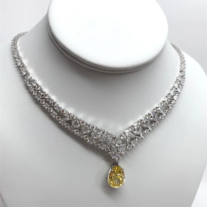 Pure crystal necklaces-Canary Yellow Drop Necklace