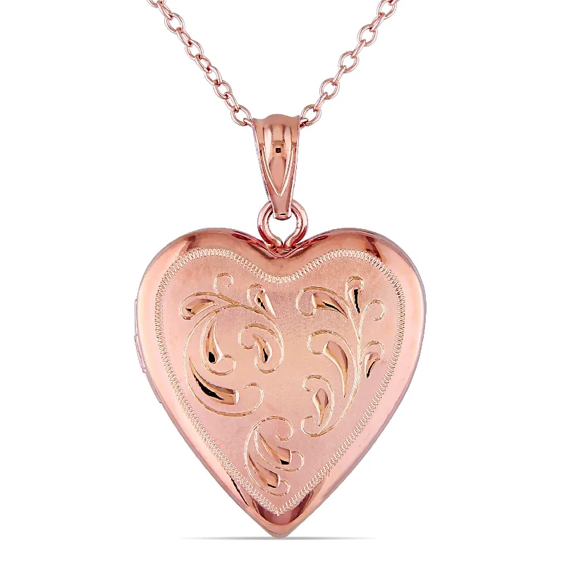 Light wood necklaces-Miadora Rose Plated Silver Heart Locket Necklace