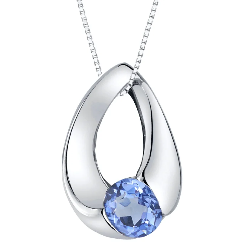 Chunky stone necklaces-1 ct Simulated Tanzanite Pendant Necklace in Sterling Silver