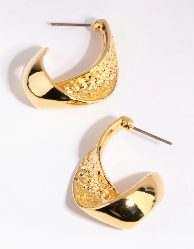 Two-tone earrings-Gold Plated Twisted Hoop Earrings