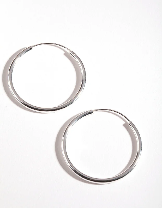 Bead weave earrings-Sterling Silver 30MM Thick Hoop Earrings