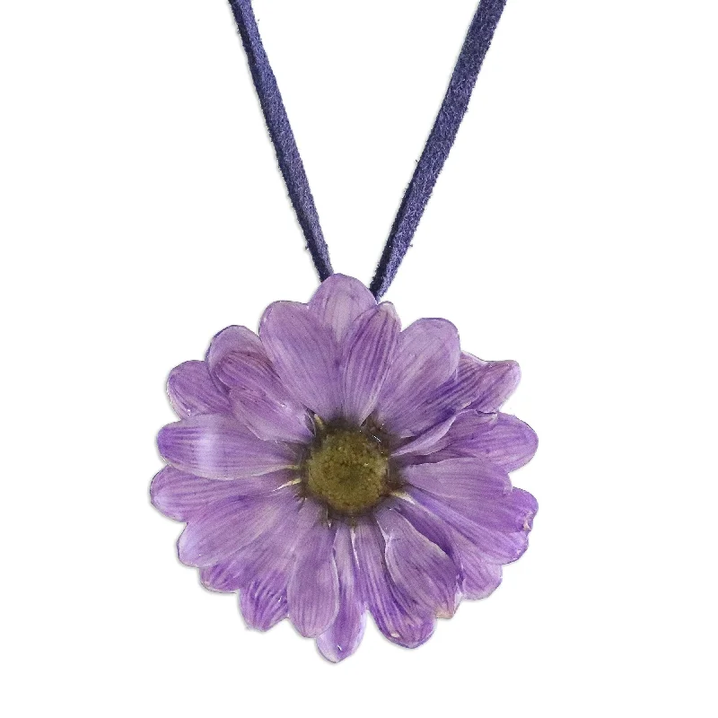 Solid link necklaces-Novica Handmade World Of Violet Natural Flower Necklace