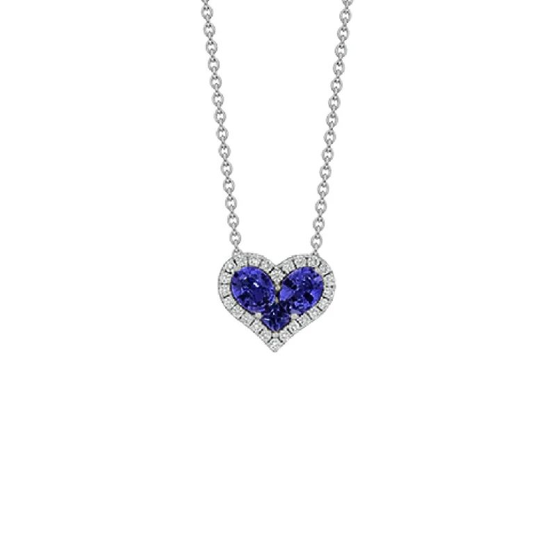 Zodiac charm necklaces-17" Blue Sapphire & Diamond Stationary Pendant Necklace | 10274254