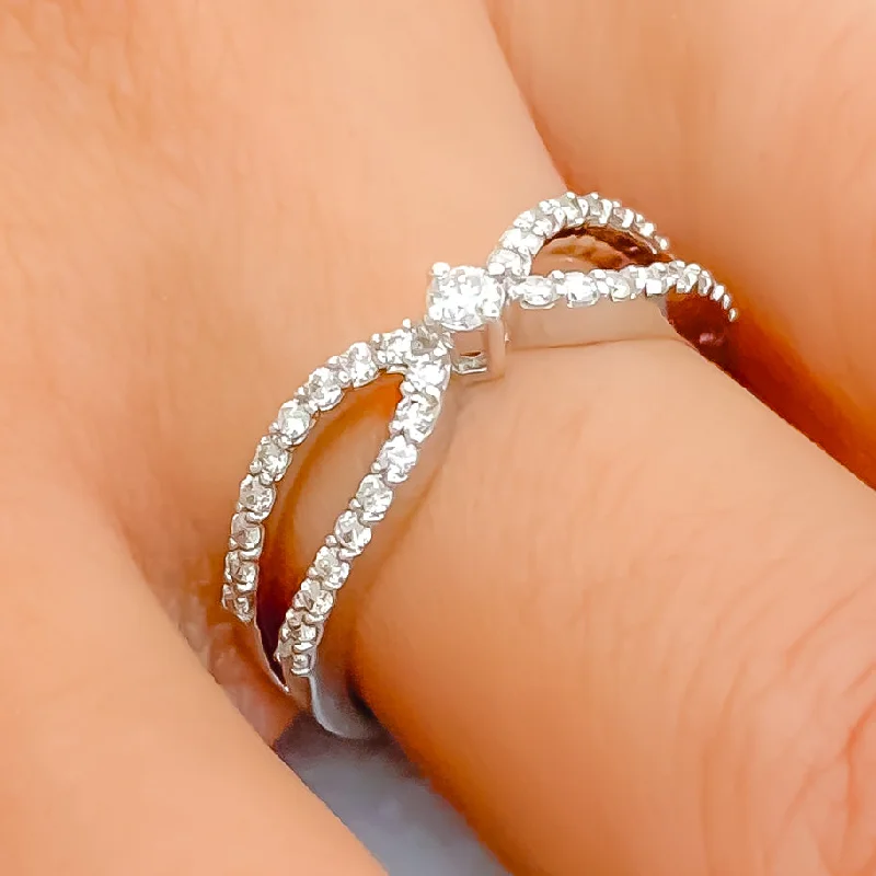 Eternity style engagement rings-Glowing Diamond + 18k Gold Infinity Ring