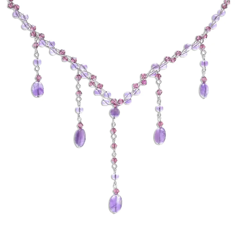 Spinel necklaces-Novica Handmade Violet Empress Amethyst Y Necklace