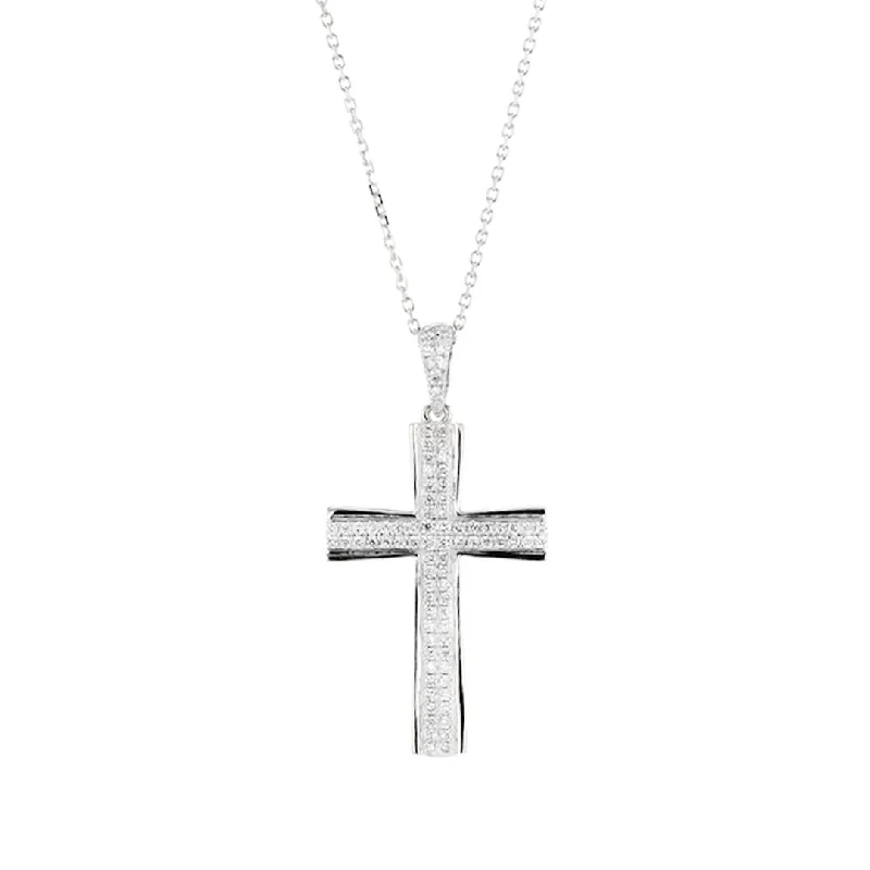 Braided link necklaces-0.29 ctw Diamond Cross Pendant Necklace