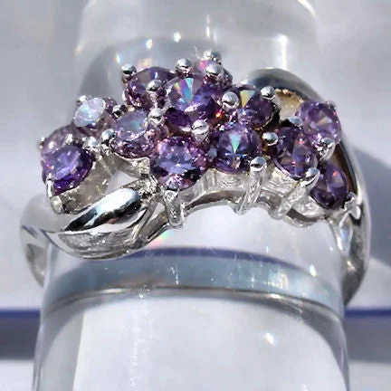 Twisted shank engagement rings-Kiana: 1.4ct Amethyst Ice CZ Waterfall Cluster Bypass Ring