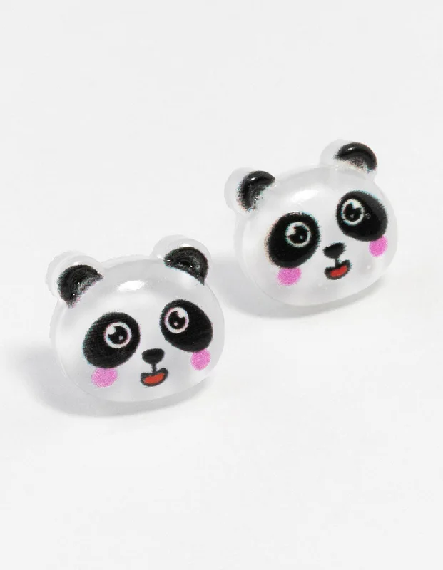 High gloss earrings-Blush Panda Stud Earrings