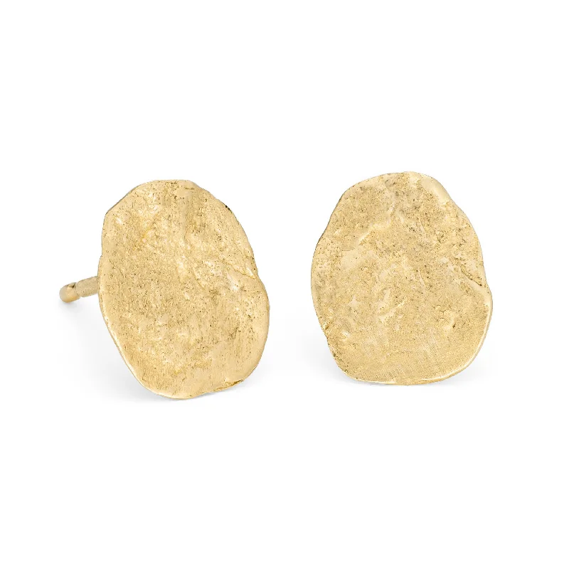 Light clay earrings-Pressed Nugget Studs 18ct Gold