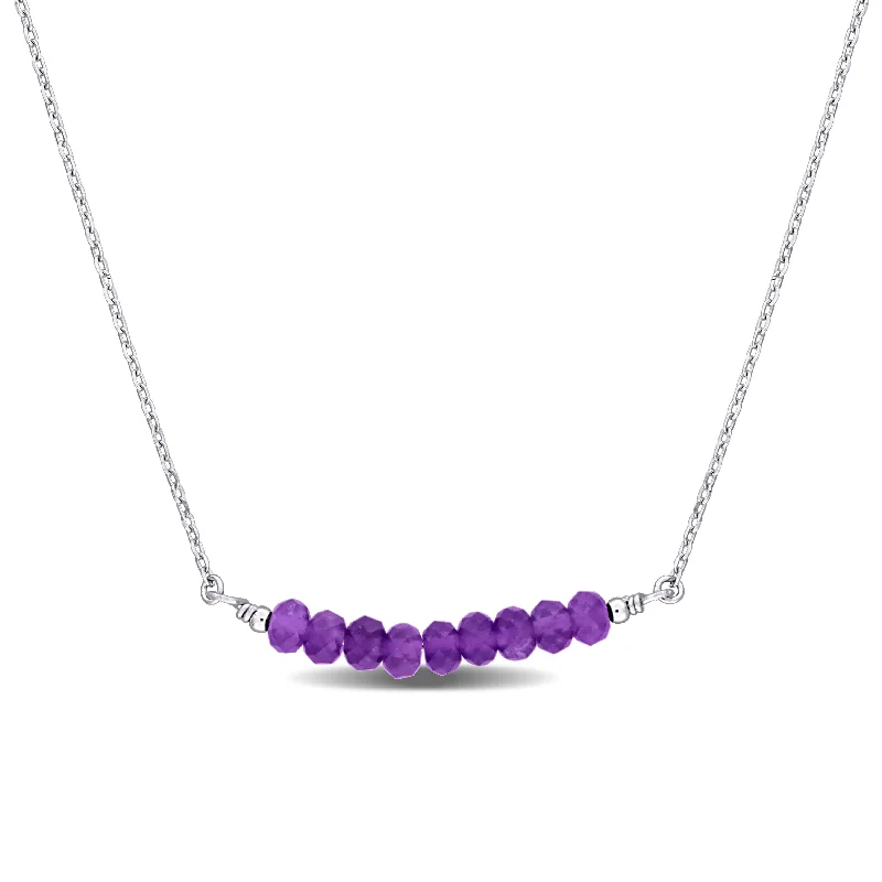 Tiny gem necklaces-Miadora 0.7ct TGW 4mm Amethyst Bead Necklace with Rolo Chain in Sterling Silver