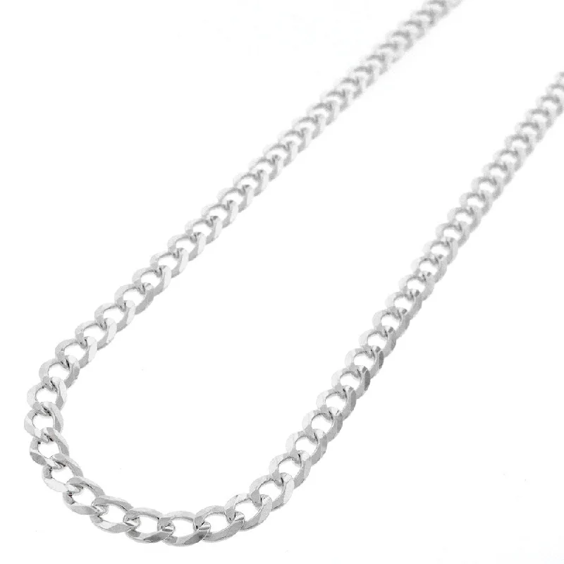 Multi-strand necklaces-Authentic Solid Sterling Silver 4mm Cuban Curb Link .925 ITProLux Necklace Chains 16" - 30", Men & Women, Made In Italy