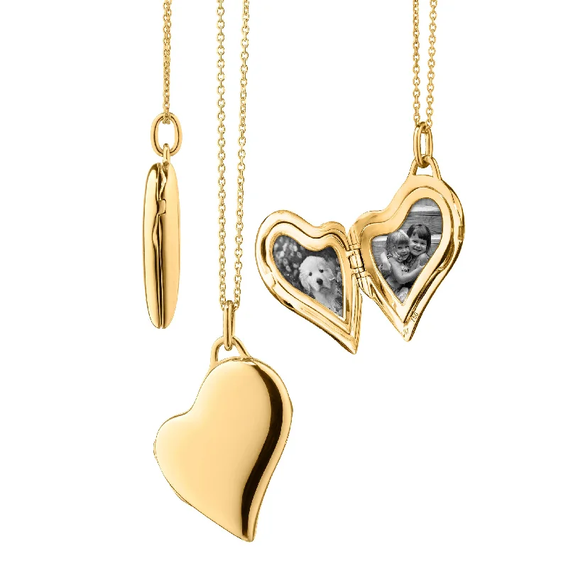 Thin filigree necklaces-Slim 18K Gold Heart Locket Necklace