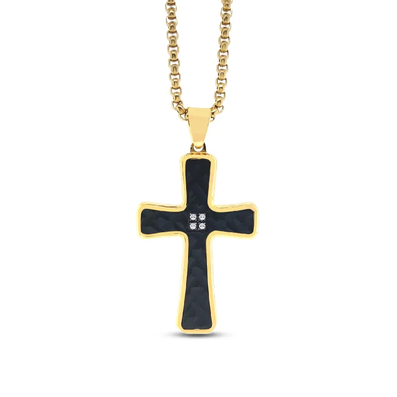 Fairy wing necklaces-Argyle Cross Necklace in Noir