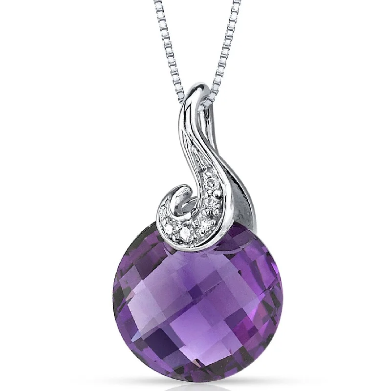 Victorian style necklaces-14k White Gold 3.5 ct Amethyst and Diamond Pendant Necklace