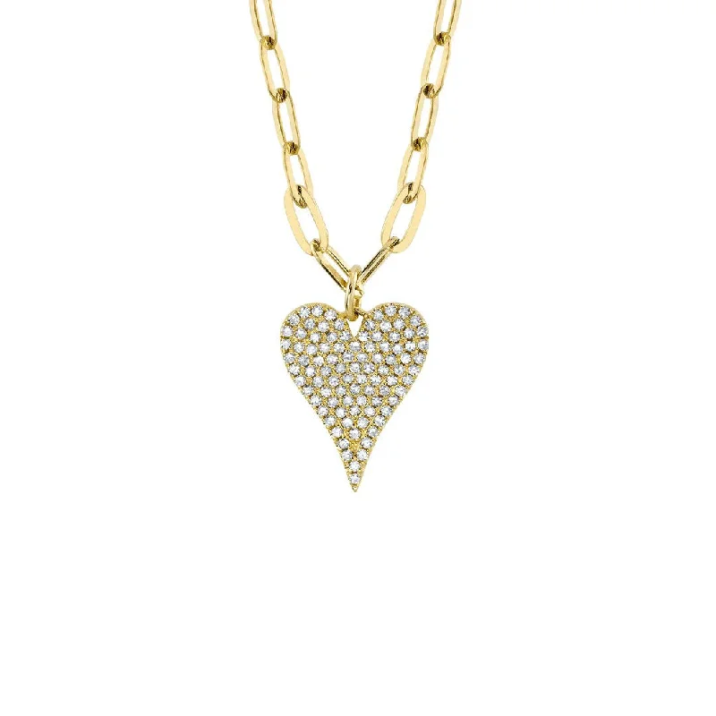 Round gem necklaces-0.21 ctw Diamond Pave Heart Paper Clip Necklace